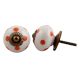 White Orange Polka Ceramic Wardrobe Knob
