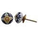 Navy Blue Flower Crackle Ceramic Drawer Knob