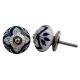 Navy Blue Flower Crackle Ceramic Drawer Knob