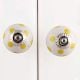White Yellow Polka Ceramic Furniture Knob