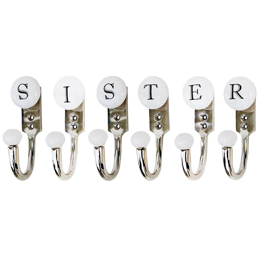 SISTER White & Black Alphabet Hooks (Combo Pack)