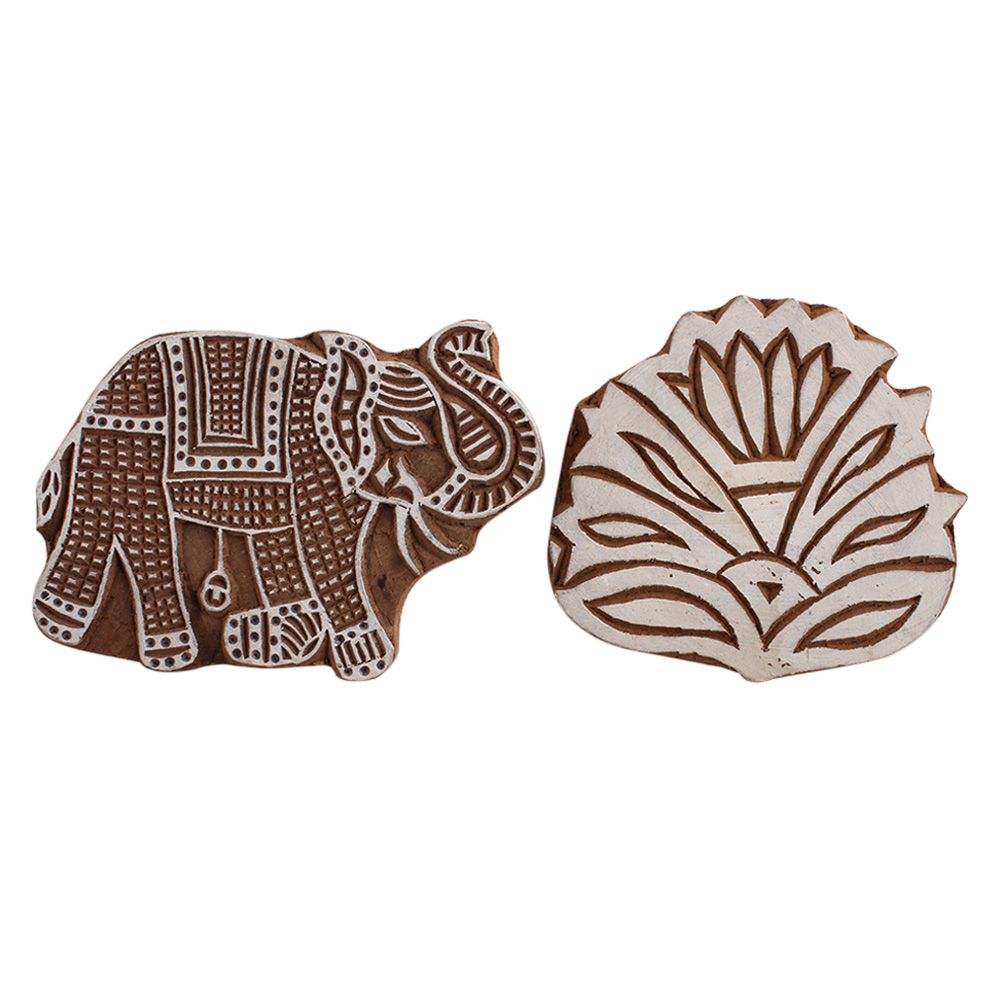 Set of 2 Piece New Mix Wooden Printing Block