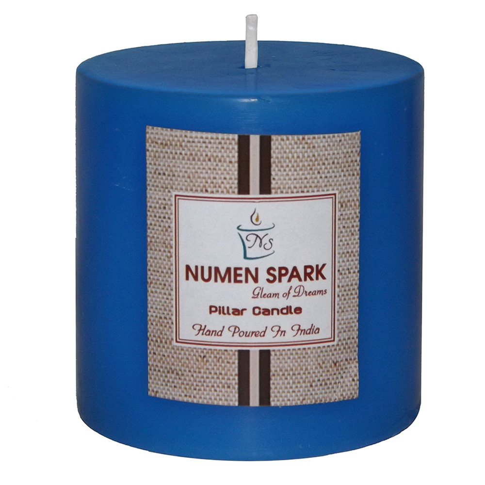 Ocean Blue Scented Smooth Pillar Candle (3" X 3")