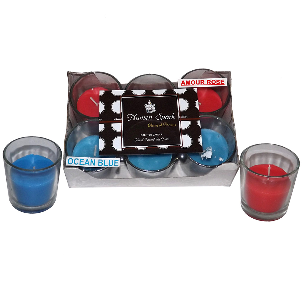 Amour Rose-Ocean Blue Dual-Scent Votive Candle (Pack of 6)
