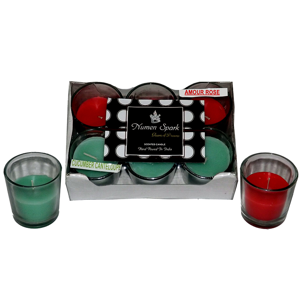 Cucumber Cantaloupe-Amour Rose Dual-Scent Votive Candle (Pack of 6)