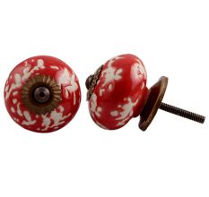 Red Etched Round Knob