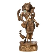 Hindu Goddess Saraswati Brass Statue