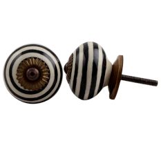 Cream Black Striped Knob