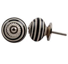 Cream Black Striped Knob