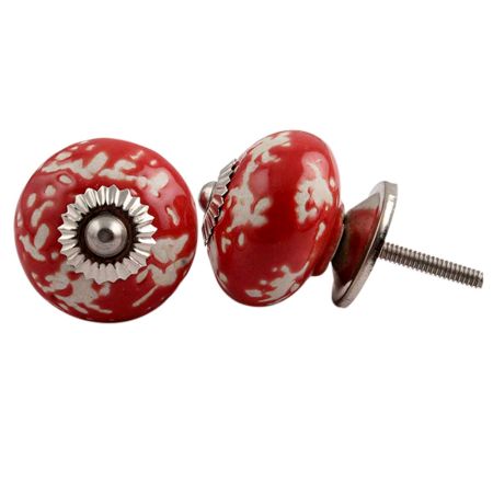 Red Etched Round Knob