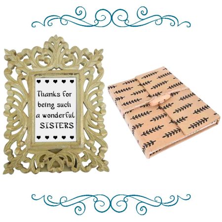 Off-White Photoframe With Peach & Black Diary (Combo Pack)