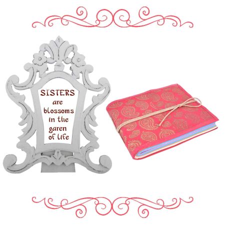 White Photoframe With Pink Diary (Combo Pack)