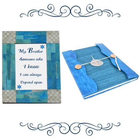 Blue & Grey Photoframe With Blue Diary (Combo Pack)