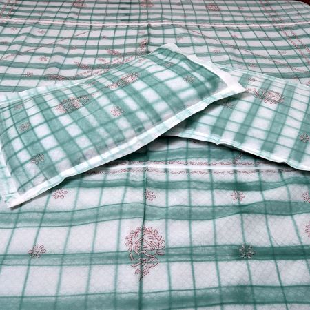 White & Green Double Bedsheet