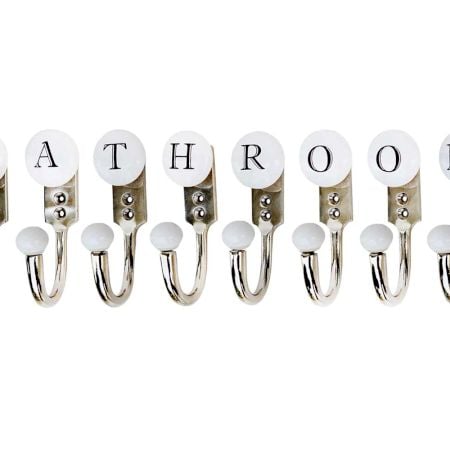 BATHROOM White & Black Alphabet Hooks (Combo Pack)