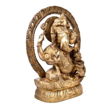 Bronze Ganesha Statue with Rat