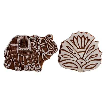 Set of 2 Piece New Mix Wooden Printing Block