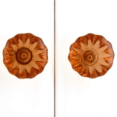 Amber Paneled Sides Glass Drawer Knob
