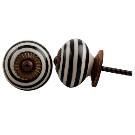 Cream Black Striped Knob