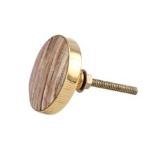 Round Brown Metal and Bone Knob