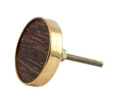 Round Brown Metal and Wood Knob