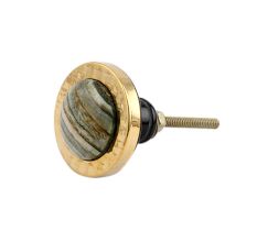 Round Light Sea Green Metal and Bone Knob