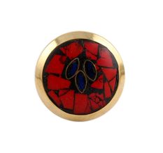 Round Red Stone and Metal Knob