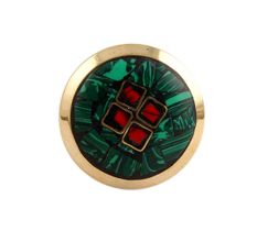 Round Green Stone and Metal Knob