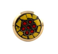 Round Yellow Stone and Metal Knob
