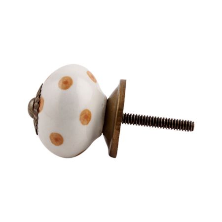 White Camel Dot Ceramic Knob