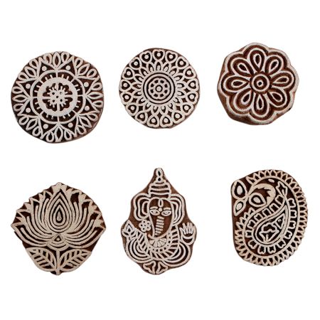 Set of 6 Piece New Mix Wooden Printing Block