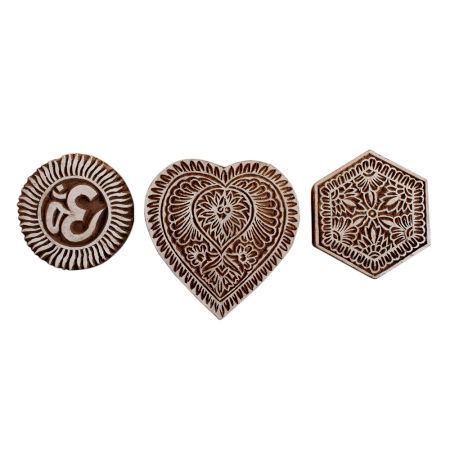 Set of 3 Piece New Mix Wooden Printing Block