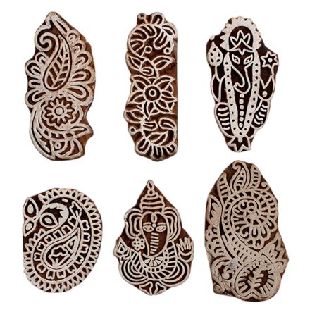 Set of 6 Piece New Mix Wooden Printing Block