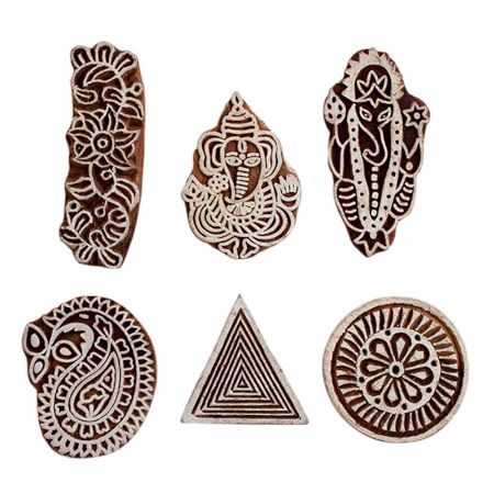 Set of 6 Piece New Mix Wooden Printing Block