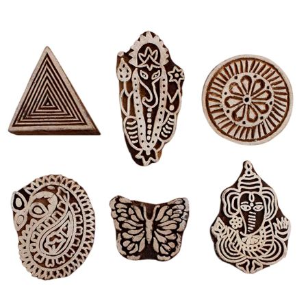 Set of 6 Piece New Mix Wooden Printing Block