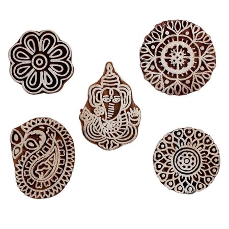 Set of 5 Piece New Mix Wooden Printing Block