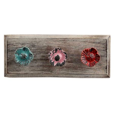 Mix Daffodils Ceramic Etched Wooden Hooks