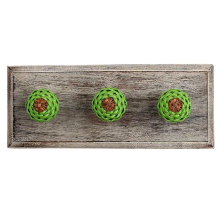 Green Rexine Wire Wooden Hooks
