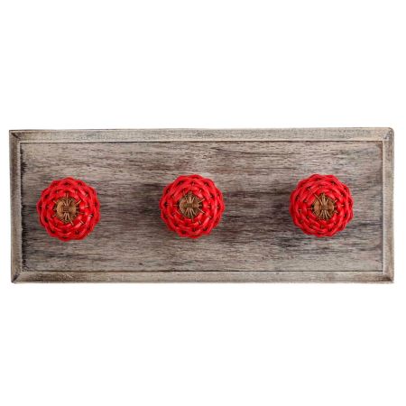 Red Rexine Wire Wooden Hooks