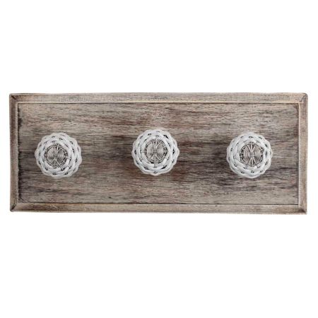 White Rexine Wire Wooden Hooks