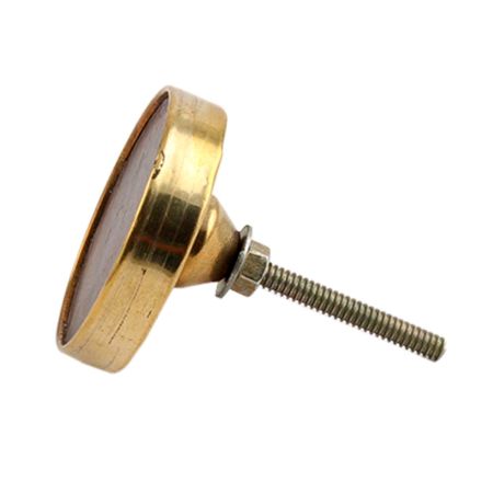 Round Brown Metal and Wood Knob