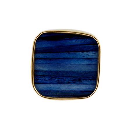 Square Slate Blue Bone and Metal Knob