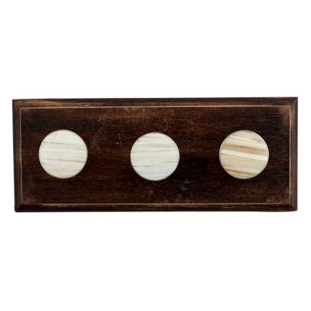 Round Cream Metal and Bone Wooden Hooks