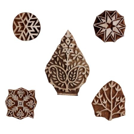 Set of 5 Piece New Mix Wooden Printing Block
