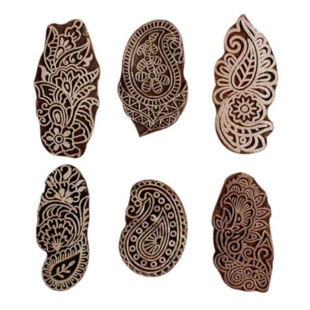 Set of 6 Piece New Mix Wooden Printing Block