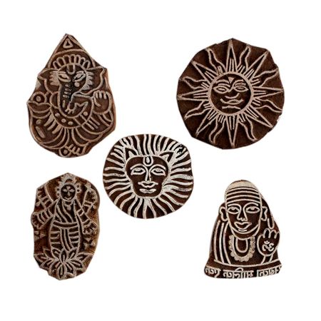 Set of 5 Piece New Mix Wooden Printing Block