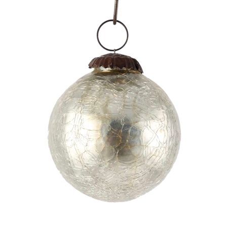 Silver Round Crackle Christmas Hanging Online