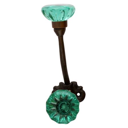Sea Green Paneled Sides Glass Iron Hook