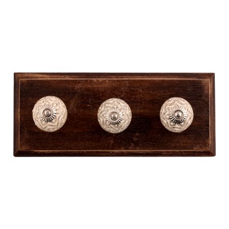 Balloon Flower Ceramic Crackle Wooden Hooks