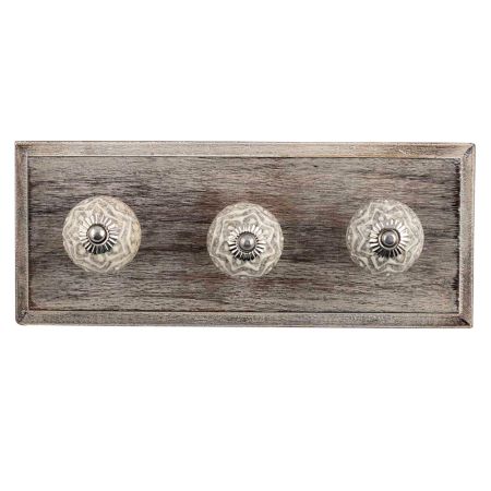 Balloon Flower Ceramic Crackle Wooden Hooks